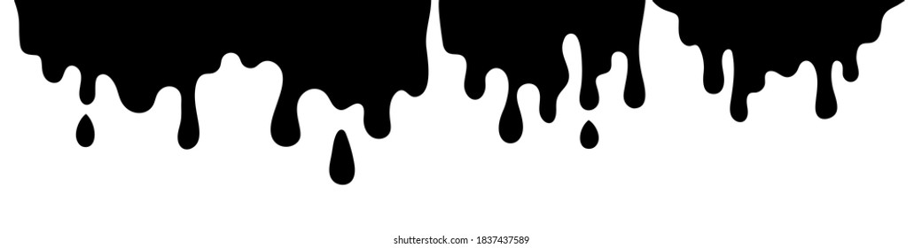 Pintura actual, manchas. Las caídas actuales. Tinta actual. Pintura de goteo. Derrame líquido. La pintura está goteando. Fluyendo sangre. El esténcil cae. Sensación de sangre. Molten. Cartel de Halloween. Ilustración vectorial.