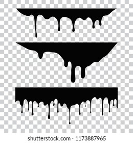 Current paint, stains. Current drops. Current inks. Paint dripping. Dripping liquid. Paint flows. Vector illustration. Color easy to edit. Transparent background.