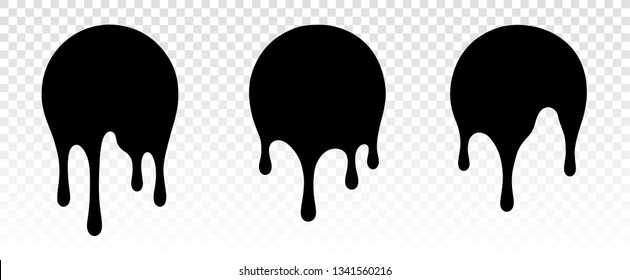 Current paint, stains. Current drops. Current inks. Paint dripping. Dripping liquid. Paint flows. Vector illustration. Paint splashes. Flowing liquid. Stencil drops. Molten ice cream.