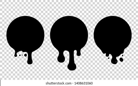 Current paint, stains. Current drops. Current inks. Paint dripping. Dripping liquid. Paint flows. Vector illustration. Color easy to edit. Transparent background.