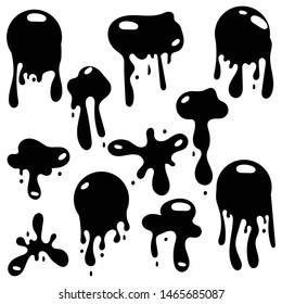 Current paint, stains. Current drops. Current inks. Paint dripping. Dripping liquid. Paint flows. Black slime goo dripping