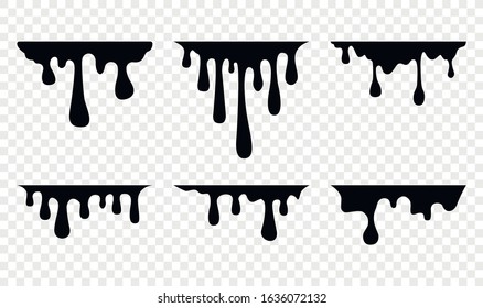Current paint, stains on isolated background. Current drops. Paint dripping. Dripping liquid. Vector illustration