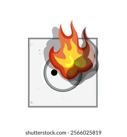 current short circuit fire cartoon. voltage hazard, safety prevention, damage ignition current short circuit fire sign. isolated symbol vector illustration