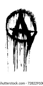 Current sign of anarchy. Anarchy sign painted by a brush that flows. Vector art.