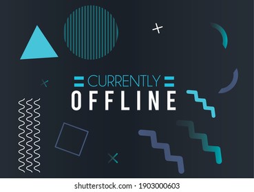 currently offline lettering memphis style in gray color background vector illustration design