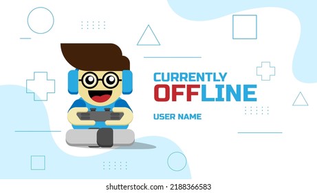 Currently Offline Streaming Banner Background For Streamer With Cute Cartoon Character