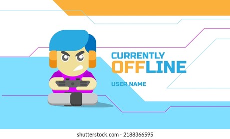 Currently Offline Streaming Banner Background For Streamer With Cute Cartoon Character