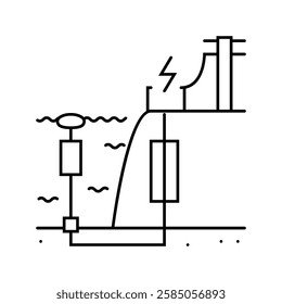 currents tidal power line icon vector. currents tidal power sign. isolated contour symbol black illustration