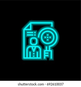 Curriculum blue glowing neon ui ux icon. Glowing sign logo vector