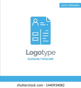 Curriculum, Cv, Job, Portfolio Blue Solid Logo Template. Place for Tagline