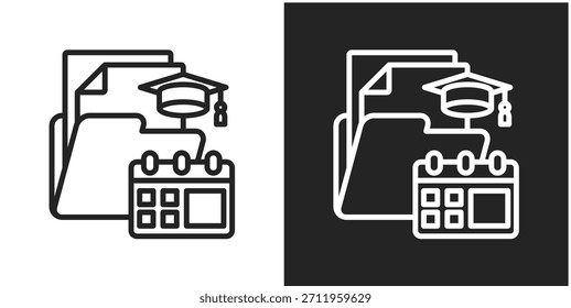 Curriculum Icon In Black And White Line Style