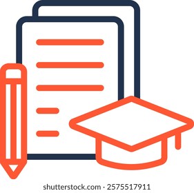 Curriculum Icon Color Line Vector Illustration