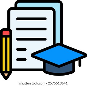 Curriculum Icon Lineal Color Vector Illustration