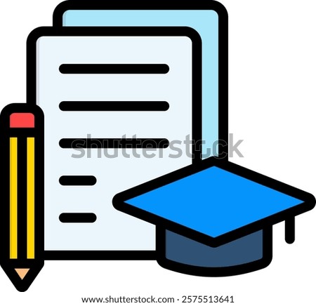 Curriculum Icon Lineal Color Vector Illustration