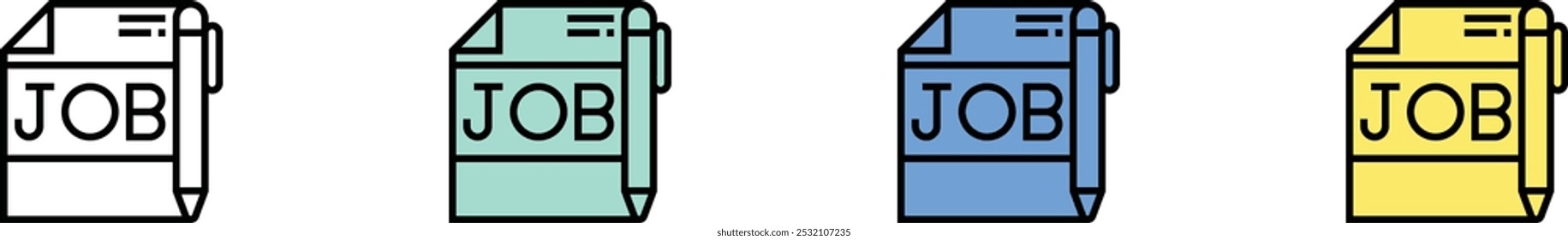 curriculum icon. Outline, Green, Blue and Yellow Style Design Isolated On White Background