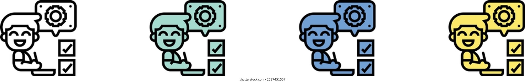 curriculum icon. Outline, Green, Blue and Yellow Style Design Isolated On White Background