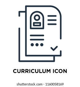Curriculum icon vector isolated on white background, Curriculum transparent sign , line symbol or linear element design in outline style