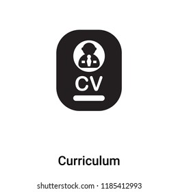 Curriculum icon vector isolated on white background, logo concept of Curriculum sign on transparent background, filled black symbol