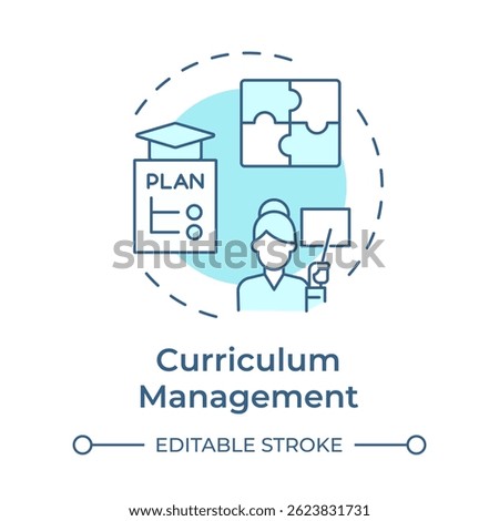 Curriculum management soft blue concept icon. Studying plan, schedule. Learning process. Round shape line illustration. Abstract idea. Graphic design. Easy to use in article, infographic