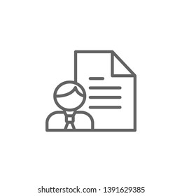 Curriculum men paper outline icon. Elements of Business illustration line icon. Signs and symbols can be used for web, logo, mobile app, UI, UX