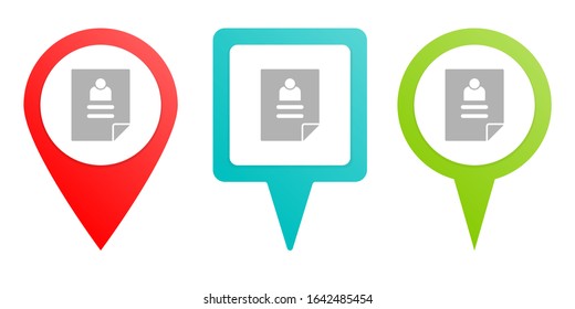 Curriculum, Pin Icon. Multicolor Pin Vector Icon, Diferent Type Map And Navigation Point.