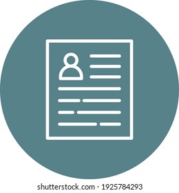 Currículum, perfil, reanudar imagen vectorial de icono. También se puede utilizar para el marketing web. Idóneo para aplicaciones web, aplicaciones móviles y medios impresos.