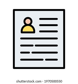 Curriculum, profile, resume icon vector image. Can also be used for Web Marketing. Suitable for use on web apps, mobile apps and print media.