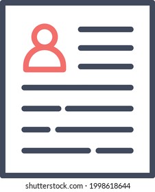 Curriculum, profile, resume icon vector image. Can also be used for Web Marketing. Suitable for use on web apps, mobile apps and print media.