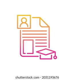 Curriculum vector gradient icon style illustration. EPS 10 File