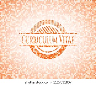 Curriculum Vitae abstract emblem, orange mosaic background