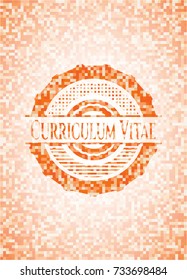 Curriculum Vitae abstract emblem, orange mosaic background