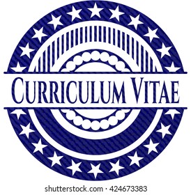 Curriculum Vitae badge with denim texture