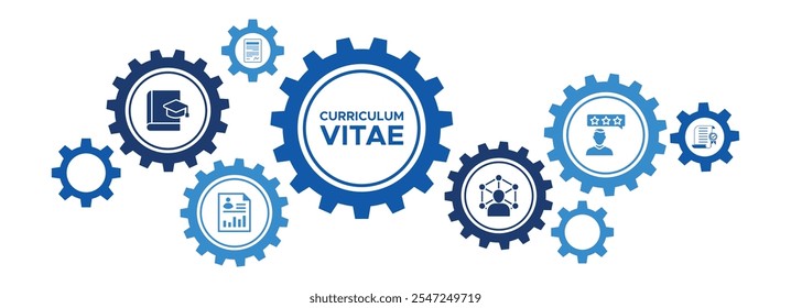 Conceito de Banner do Curriculum Vitae: Educação, Dados Pessoais, Carta de Apresentação, Habilidades e Experiência