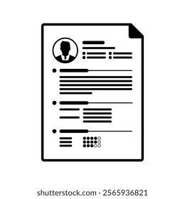 Curriculum vitae black and white vector illustration, icon, and symbol.