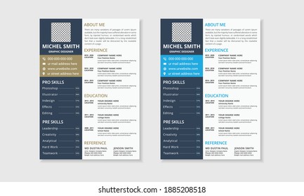 Curriculum vitae clean and professional job cv resume template design