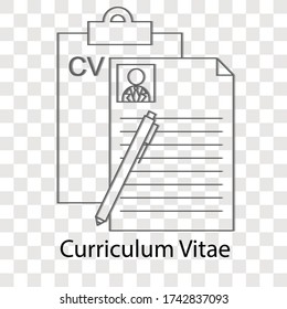 Concepto de currículum vitae sobre antecedentes de transparencia. Diseño creativo de ideas. Ilustración vectorial plana para plantilla, folleto o presentación.