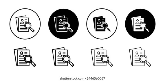 Curriculum vitae or cv icon for job interview or application. professional employee personal job experience information document set