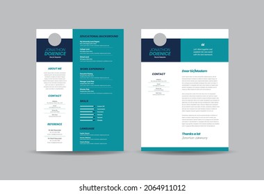 Curriculum vitae CV Resume Template Design or Personal Details for Job Application