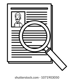 curriculum vitae document with magnifying glass