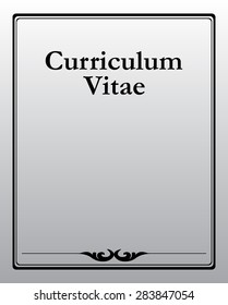 Curriculum Vitae Documentation Front Page, Vector Illustration. 