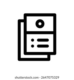 Curriculum vitae. Ícone de vetor de traçado editável.