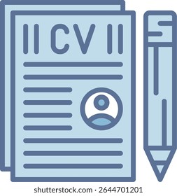 Ícone de tom azul preenchido do curriculum vitae