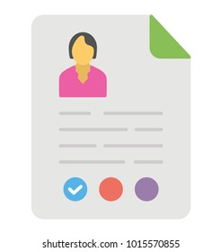 
Curriculum vitae. Flat icon job profile
