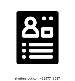 curriculum vitae glyph icon. vector icon for your website, mobile, presentation, and logo design.