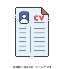 Curriculum vitae Symbol farbige Umrissart Vektorillustration