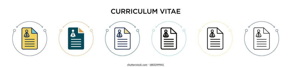 Curriculum vitae icon in filled, thin line, outline and stroke style. Vector illustration of two colored and black curriculum vitae vector icons designs can be used for mobile, ui, web