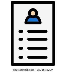Icono de curriculum vitae con estilo de contorno plano