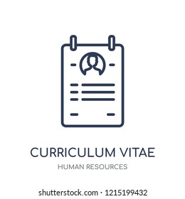 Curriculum vitae icon. Curriculum vitae linear symbol design from Human resources collection.