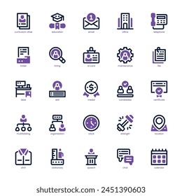 Curriculum Vitae icon pack for your website, mobile, presentation, and logo design. Curriculum Vitae icon dual tone design. Vector graphics illustration and editable stroke.