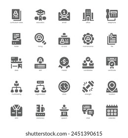 Curriculum Vitae Icon Pack für Ihre Website, Handy, Präsentation und Logo-Design. Curriculum Vitae Symboldesign. Grafikdarstellung der Vektorgrafik und bearbeitbarer Strich.